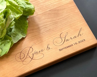 Wedding Cutting Board, Custom Charcuterie Board for Couples Engagement Gift, Wedding Present. Personalized Wood Chopping Board