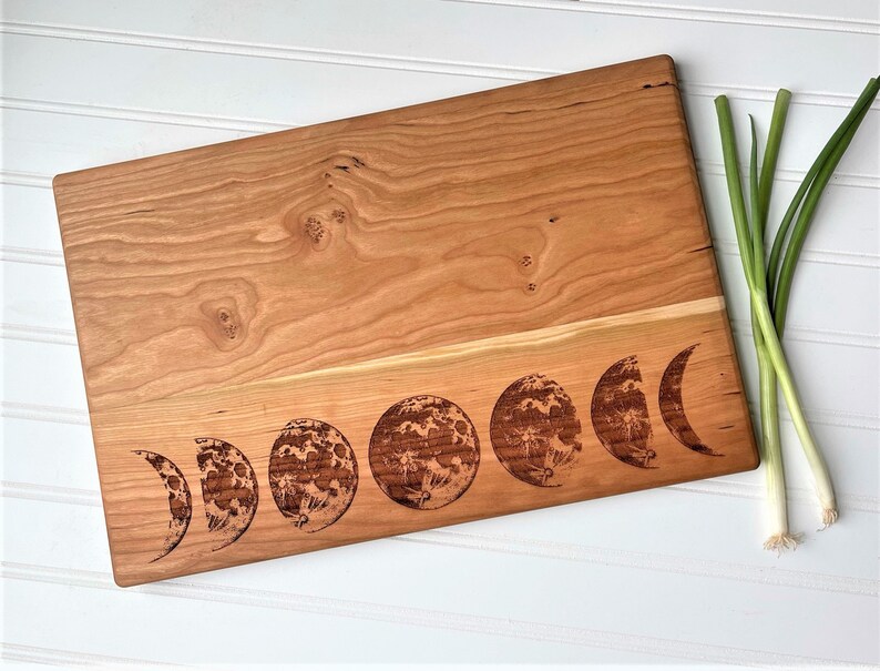 Moon Phase Cutting Board Engraved Moonphase Serving Board image 1