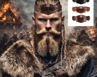 Viking-hoofdband, Noorse voorhoofdband, Keltische krijger zendspoel, middeleeuwse LARP-hoofdband, fantasy-cosplayaccessoire