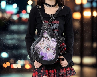 Gothic Ita-tas, Black Cat-crossbodytas, anime-displayportemonnee, Jirai Kei-schoudertas, kawaii-handtas met raam