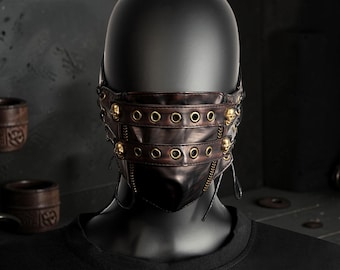 Steampunk-gezichtsmasker, gotisch leren masker, punkschedelmasker, cyber-cosplaymasker, Victoriaans kostuumaccessoire, Halloween-masker