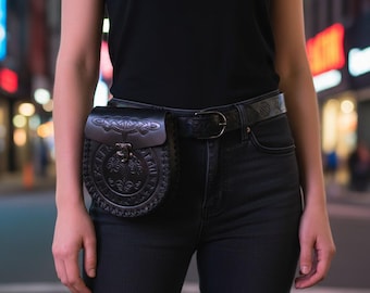 Viking Skull Belt Pouch Bag Only, Gothic Waist Bag, Medieval Leather Look Hip Bag, LARP Costume Pouch