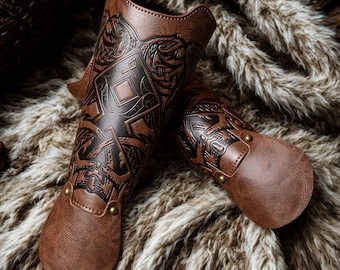 Viking bracer enkel stuk, Nordic rune lederen armbeschermer, middeleeuwse LARP manchet, Viking cosplay polspantser, Noorse krijger cadeau