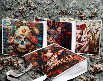 Draagtas bloemenschedel, schoudertas suikerschedel, Gothic Art Shopper, Boho Day of the Dead-tas, grote PU-leren draagtas