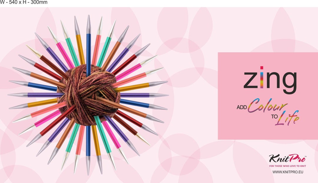 KnitPro Zing DPN Ferri A Doppia Punta 20 Cm Misura 3 (3,25 Mm) Con 10 Marcatori Colorati