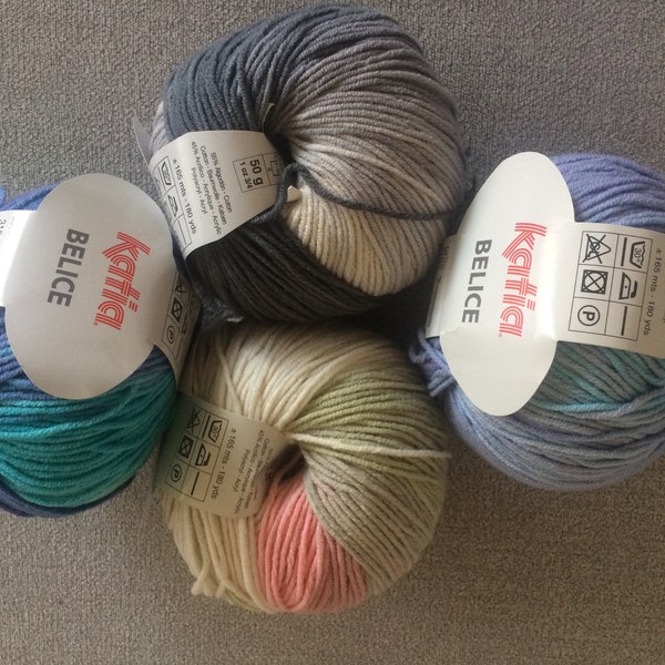 Katia Belice self-striping yarn - SALE - only 5.99 USD and flat shipping rate