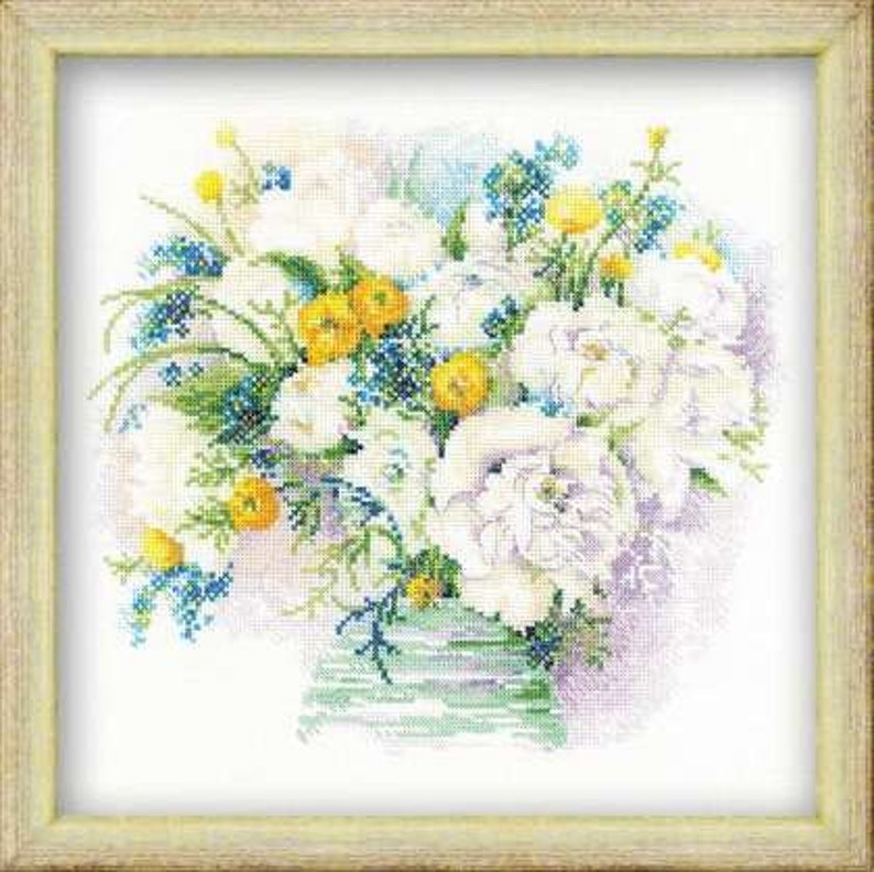 Counted Cross Stitch Kit From Riolis Collection Flowers Etsy