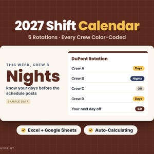 Kalendarz pracy zmianowej na rok 2027 – Harmonogramy pracy załogi do druku i generator arkuszy Excel/Google