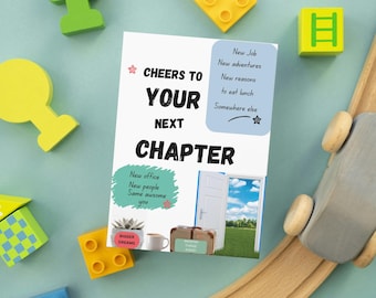 Funny New Job Card – Here’s To Your Next Chapter Greeting Card | Coworker Farewell Card | Good Luck New Job Card