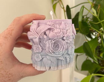 Handmade Floral Soy Pillar Candle (Seconds)
