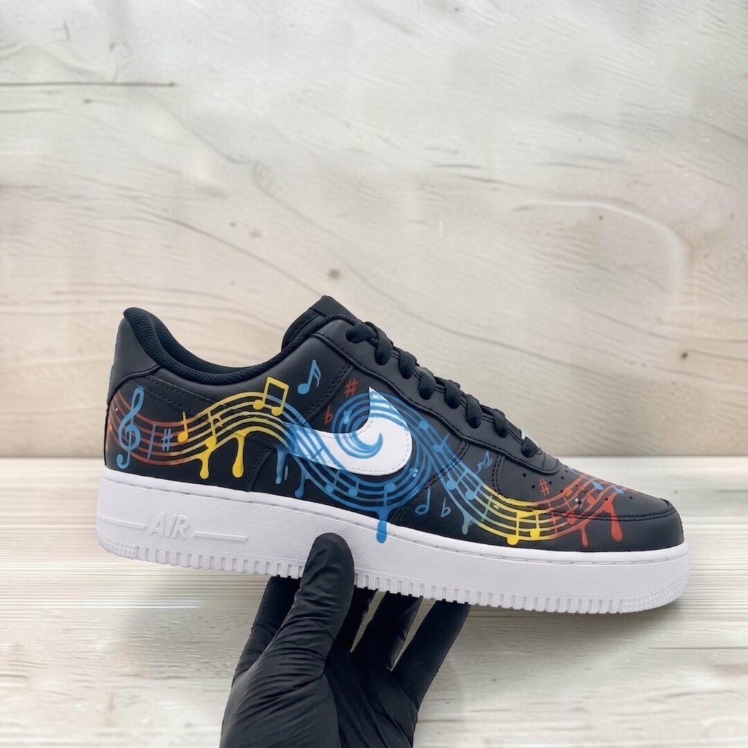 Custom Music Notes Sneakers, Hand Painted Musical Symbols Sneakers ...