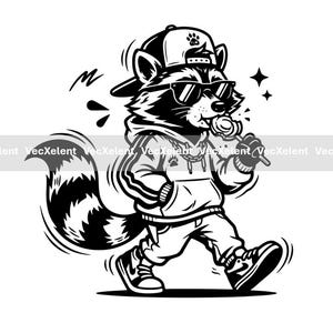 Diseño de Mapache Flow / svg png dxf eps pdf / Corte Láser Cricut Silhouette / Sub Impresión Grabado / Archivos Digitales de Uso Comercial