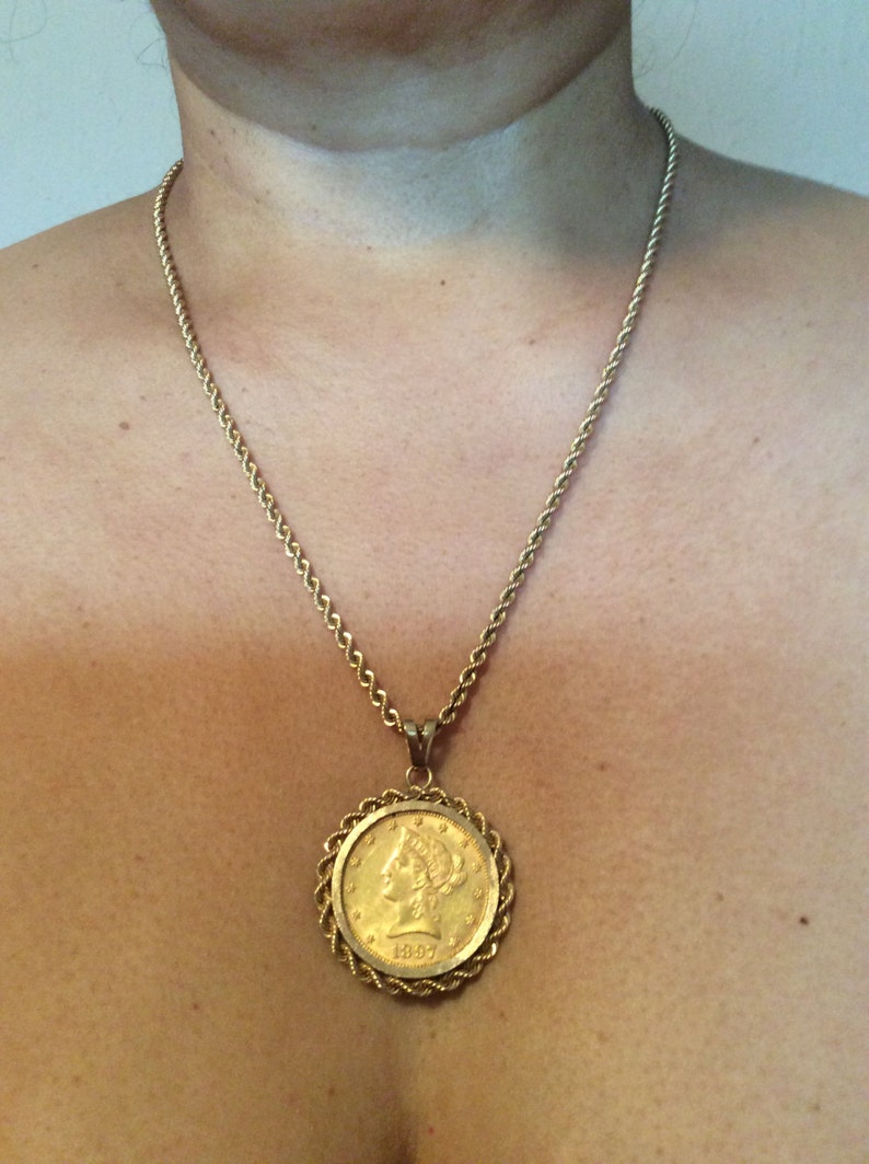 10 Dollars 1897 Liberty Gold Coin Jewelry Pendant Image 0