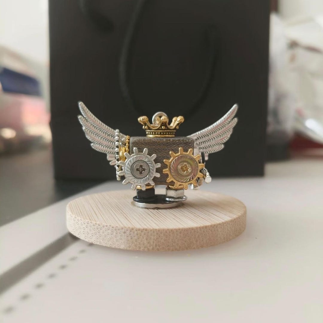 Robot Decaration Steampunk Wood Robot | Cyberpunk Robot Pendant | Decoration Figurine ...