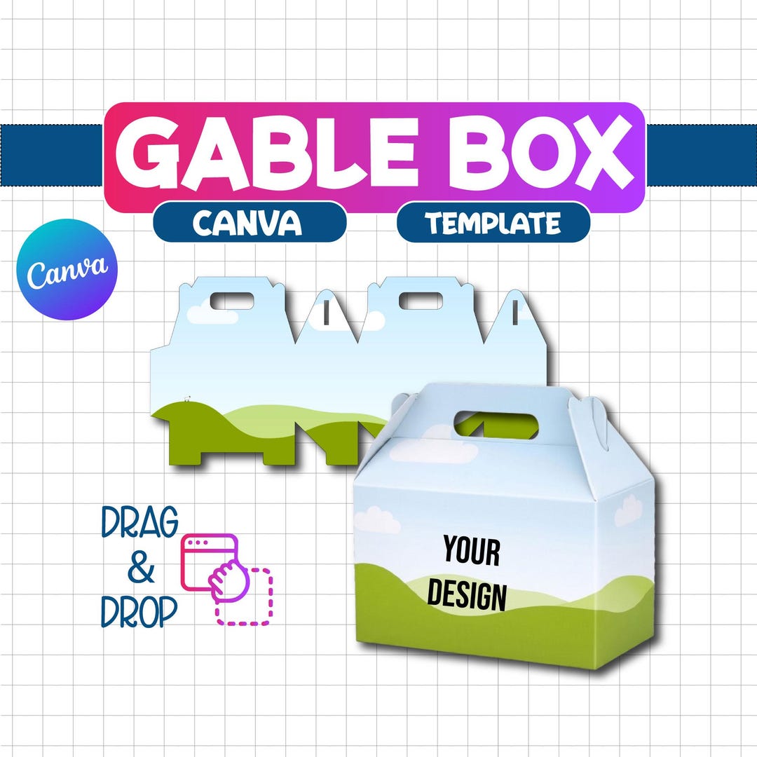 Gable Box Canva Template | Editable Packaging Box Mockup | Gift Box ...