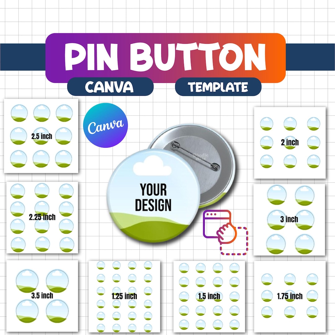 Pin Button Canva Template | Editable Badge Button Template Bundle | 1. ...