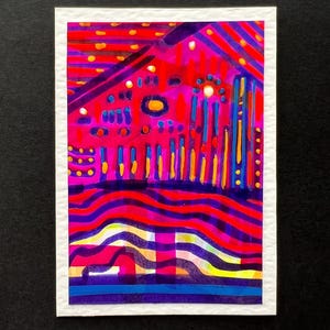 Pintura en miniatura de técnica mixta ACEO “Glint & Glow No 3” Obra de arte original hecha a mano