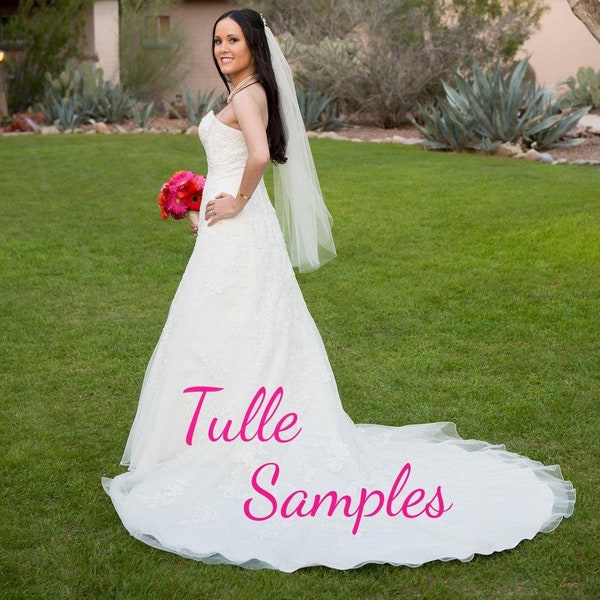 Bridal veil, TULLE SAMPLES,  White, Silk White, Diamond White, Light Ivory, Ivory, Blush