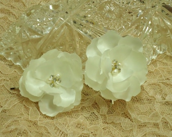 Bridal Magnolias, Set of 2, Bridal Hair Pin Set, J696