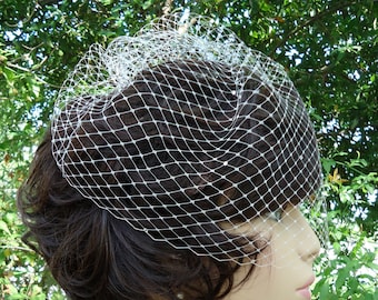 Wedding Birdcage Veil, Crystal Accent Veil, 12 Inch Veil, Birdcage Veil, H1009C-12