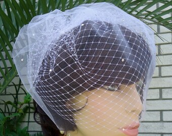 Wedding Veil, Double Layer Veil, Russian Veiling Illusion Tulle Bridal Veil, Crystal Accent Veil, Bridal Veil, H2062C9