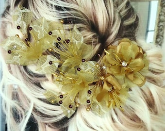 Bridal Hair Pins, Set of 3, Floral Hair Pins, Bridal Accessories, Wedding Hair Pins, J406