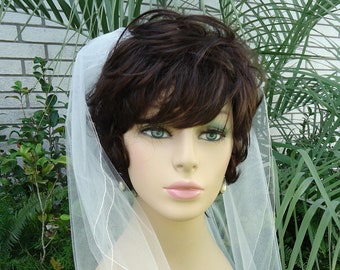 Bridal Veil, 2 Tier Veil, Pencil Edge Veil, Elbow Length Veil, Double Layer Veil, H1055