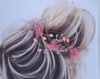Pink Butterflies, Set of 3, Bridal Hair Pins, Butterfly Hair Pins, J188