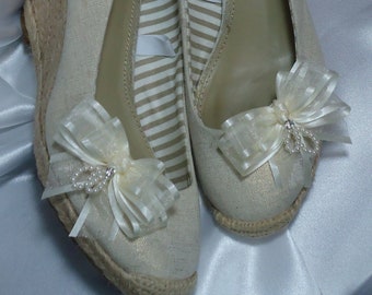 Shoe Clips, Ribbon Shoe Clips, Bow Shoe Clips,  Shoe Embellishments, Set of 2, SC414