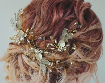 Butterfly Hair Pins, Bridal Hair Pins, Bridal Accessories, Set of 3, J612