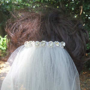 Bridal Veil, Two Layer, 36 Inch Illusion Tulle, Cut Edge, Embellished Comb, Wedding Veil, H1075
