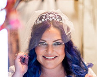 Birdcage Veil, Tulle Mini Veil, Bridal Veil, Pearl Veil, 12 Inch Veil, Illusion Birdcage Veil, H2025SP