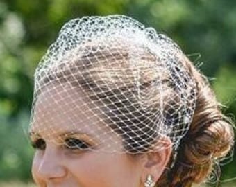 Bridal Birdcage Veil, 9&quot; Short Blusher Veil, Wedding Veil, H1001