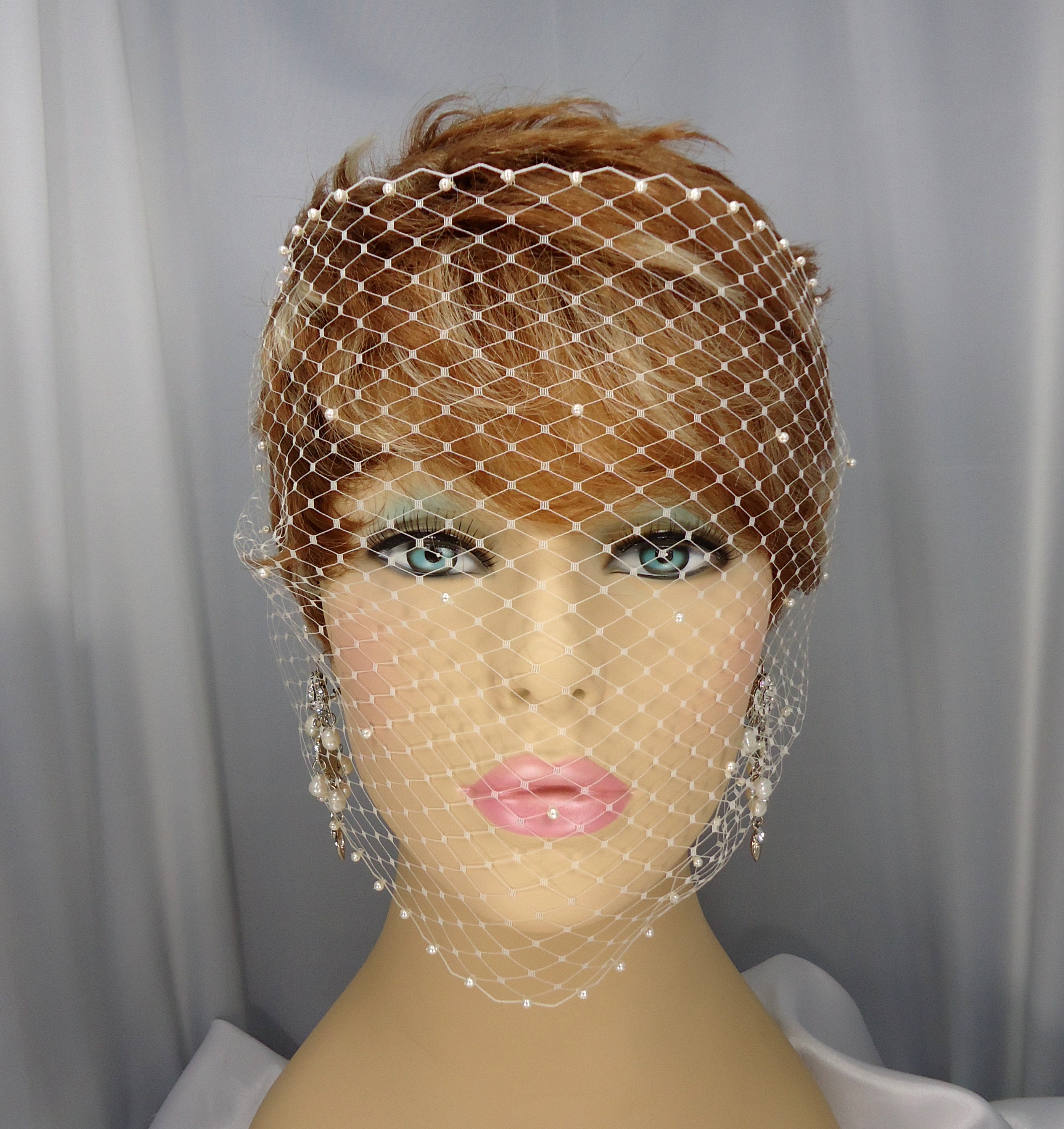 Birdcage Veil Pearl Accent Veil Bandeau Birdcage Veil Etsy