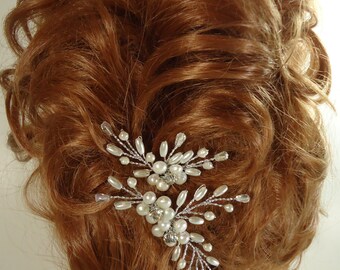 Pearl Bridal Pins, Pearl Headpiece, Wedding Hair Pins, Hair Vine, Set of 2, REX16-405