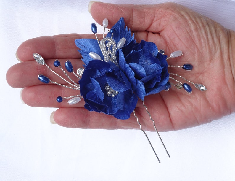 Bridal Hair Pin Blue Hair Pin Floral Hair Pin Wedding Hair Etsy