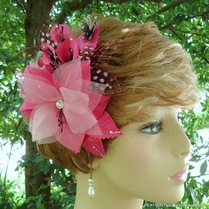 Wedding Hair Lily, Fuchsia Headpiece, Pink Black Flower, REX17385 image 3