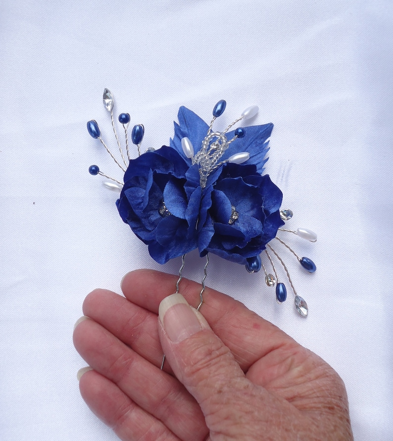 Bridal Hair Pin Blue Hair Pin Floral Hair Pin Wedding Hair Etsy