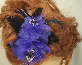 Wedding Accessory, Violet Purple Flower, Floral Hair Clip, Bridal Headpiece, REX15-352