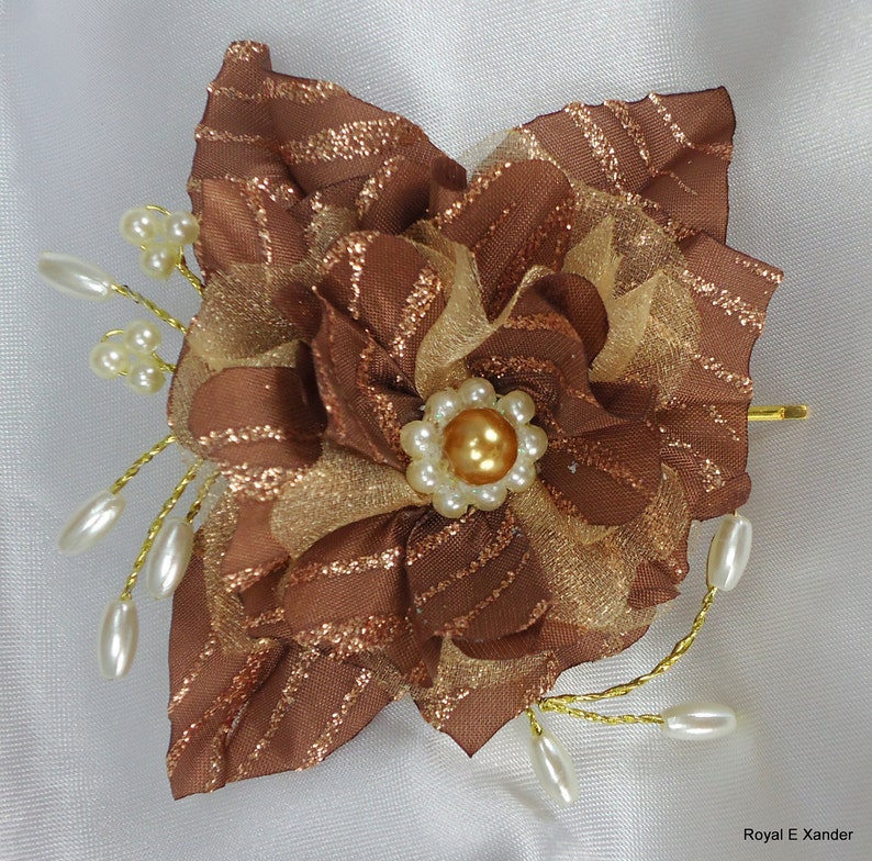 REX15-212 Gold Honey Flowers Flower Hair Pins Bronze Hair Pins Hair Accessories