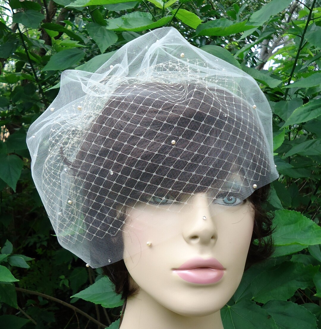 Wedding Veil, 9 Crystal Pearl Veil, Double Layer Veil, Russian Veiling