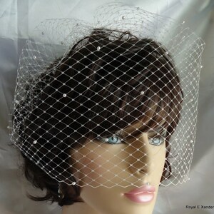 Wedding Veil, Birdcage Veil, Pearl Accent Veil, 12 Inch Veil, Bridal Accessory, 1009-P 12
