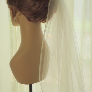 Elbow Length Veil, 20 Inch Illusion Veil, Embellished Comb, Ribbon Edge, Wedding Veil, H1054 image 4