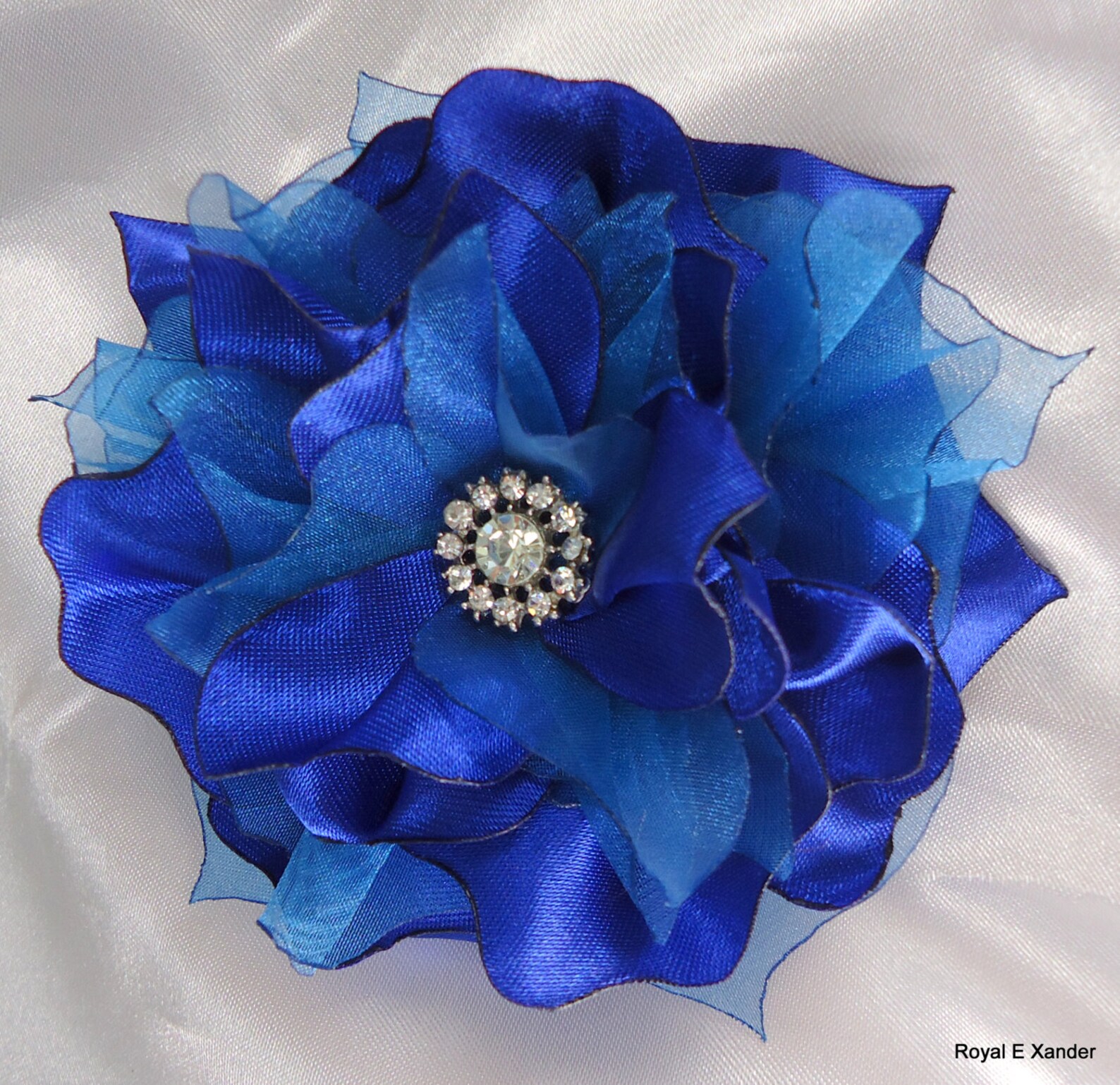 Blue Fascinator Floral Hair Clip Bridal Headpiece Wedding Etsy