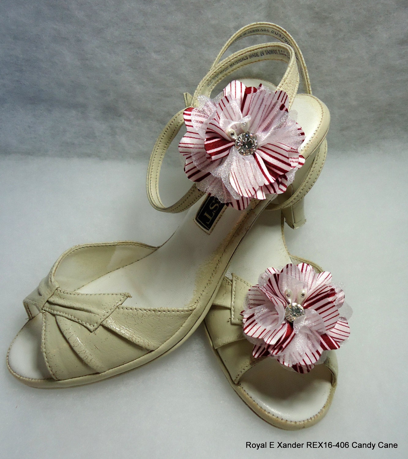 Shoe Embellishments Red White Shoe Clips Flower Shoe Clips Etsy