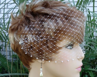 Venetian Birdcage Veil, Mini Bandeau Veil, Mini Birdcage Veil, Bridal Birdcage Veil, Bridal Veil, H3040PE