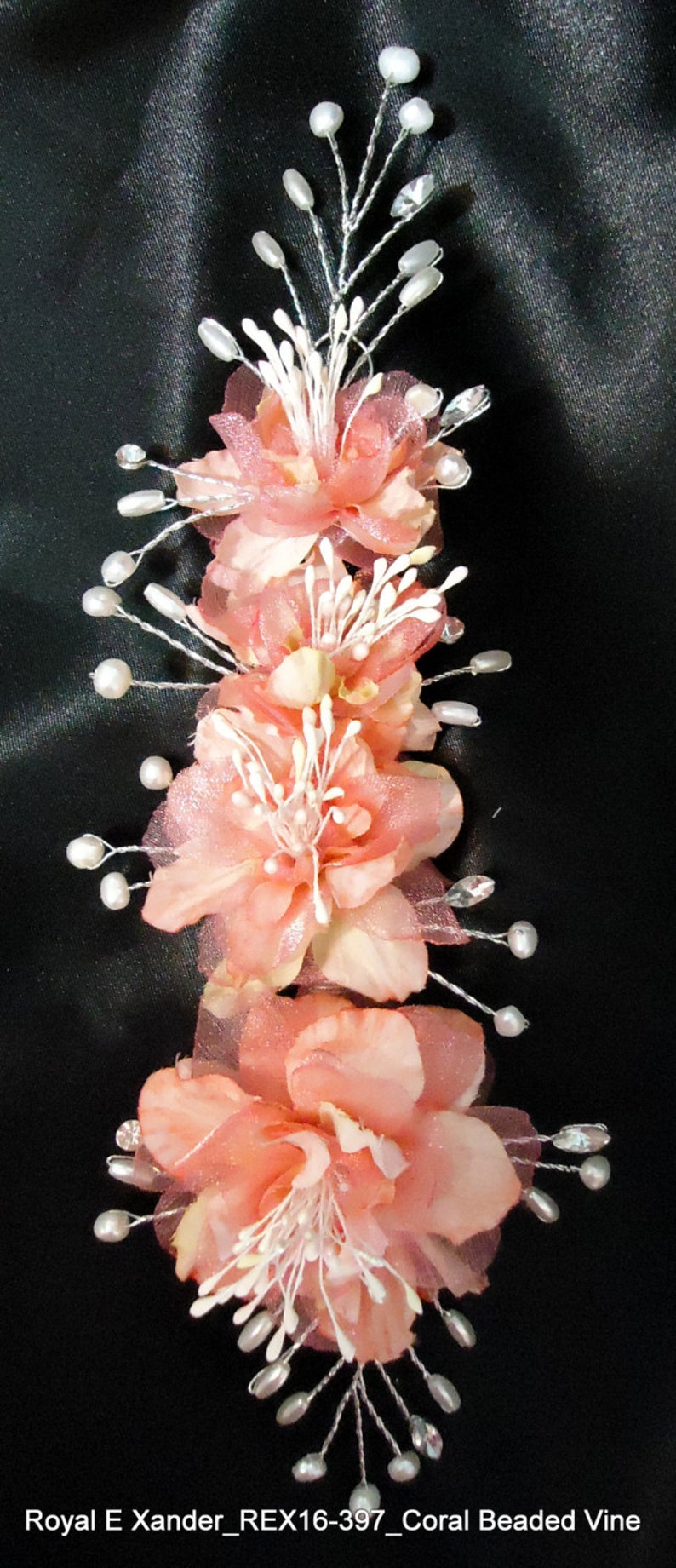 Bridal Flower Vine Beaded Flower Vine Coral Flower Vine Etsy