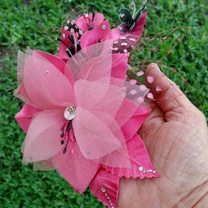 Wedding Hair Lily, Fuchsia Headpiece, Pink Black Flower, REX17385 image 6