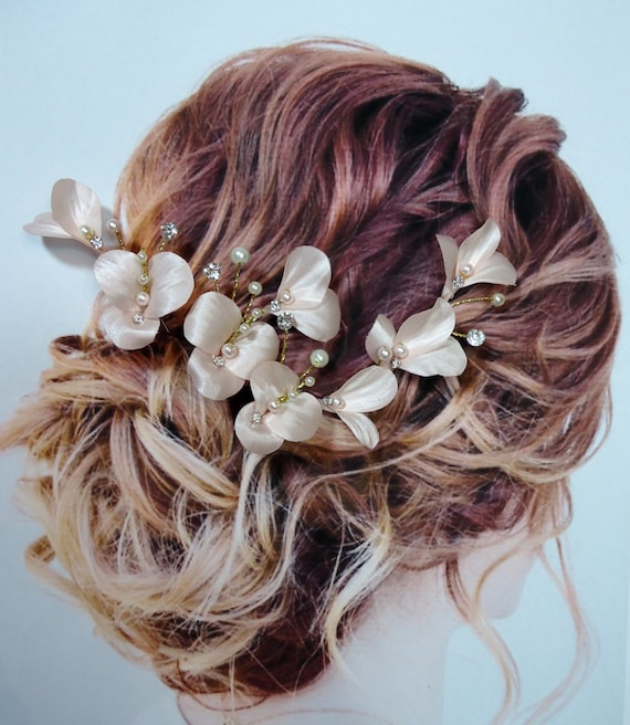 Bridal Hair Pins, Set of 4, Floral Hair Pins, Bridal  display picture 2
