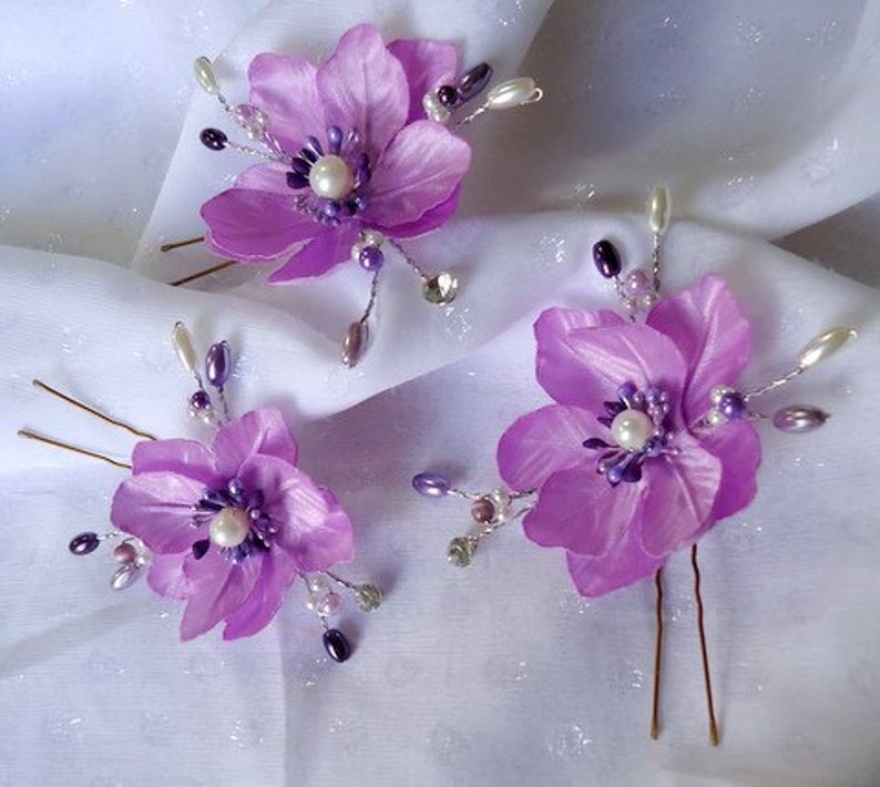 Wedding Hair Flowers Mini Hair Flowers Lilac Lavender Hair Etsy